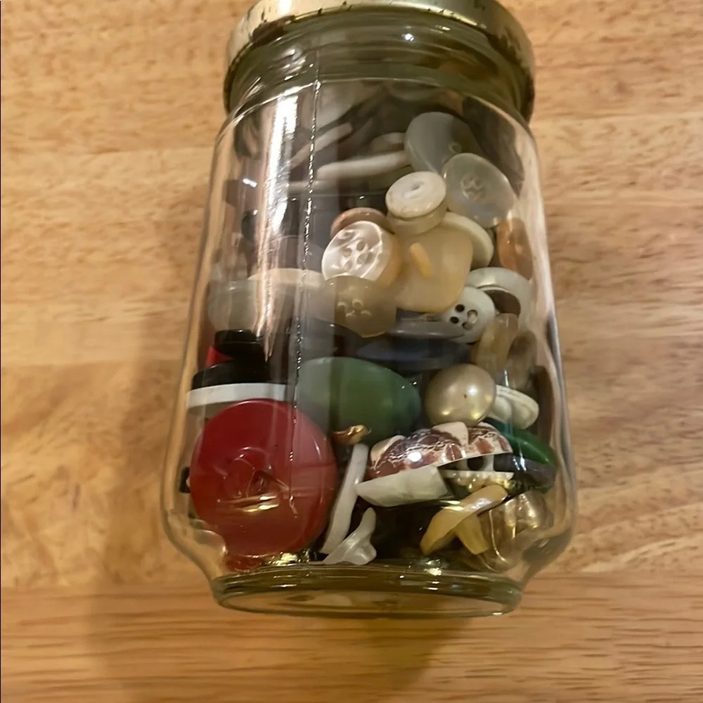 2 Glass Jars with vintage Assorted Buttons